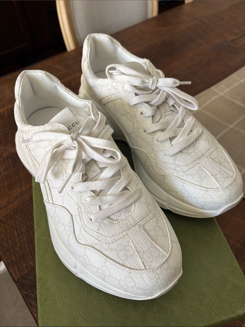 Gucci White Women's Chunky Lace-Up Sneakers